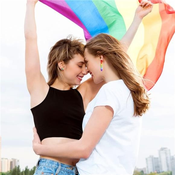 6 Pairs Rainbow Earrings Pride |  Earrings Rainbow - Picture 7 of 8